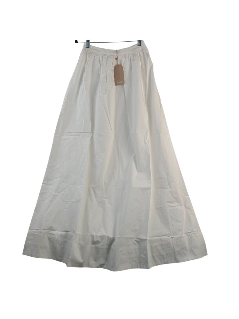 NEW Meshki River Gathered Maxi Skirt White Cotton Elastic Waist Sz S